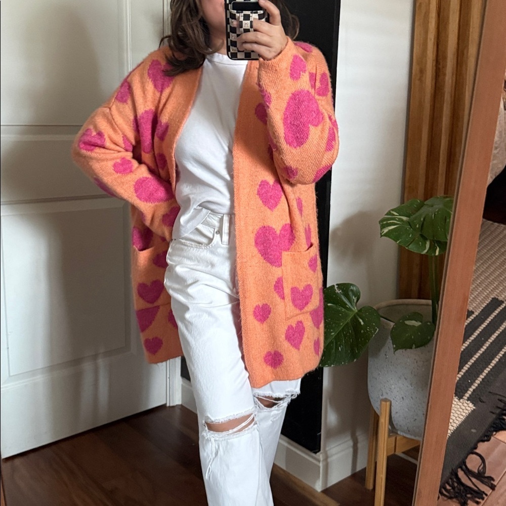 Anthropologie X Maeve Open Front Long Cozy Heart Oversized Cardigan. Size XS/S - Picture 10 of 10